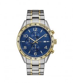 Caravelle by Bulova Mens 45B152 Two-Tone Stainless Chrono Blue Dial Bracelet Watch