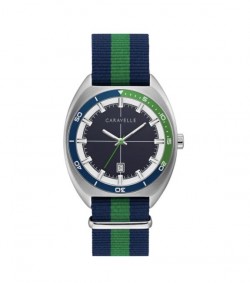 Caravelle by Bulova Mens 43B169 NATO Navy and Green Nylon Strap Watch
