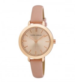 Laura Ashley Ladies Round Rose Gold Case with a Pink Strap Watch