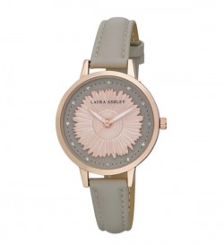 Laura Ashley Womens Rosegold Round "Sunflower" Dial Strap Watch