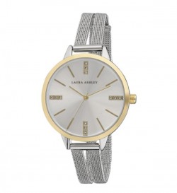 Laura Ashley Two Toned Split Mesh Band Sunray Dial Watch