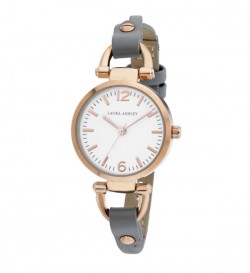 Laura Ashley Rosegold Ladies White Dial Analog Display Twisted Band Round Watch