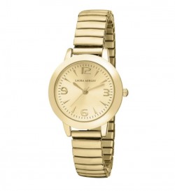 Laura Ashley Gold Women's Round Expandable Stainless Steel Bracelet Watch
