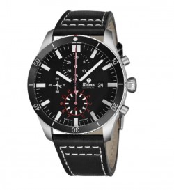 Tutima Men's 6401-01 'Grand Flieger' Black Dial Black Leather Chronograph German Mechanical Automatic Watch