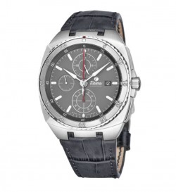 Tutima Men's 6422-22 'Saxon One' Grey Dial Grey Leather Strap Chronograph German Mechanical Automatic Watch