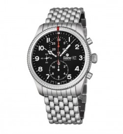 Tutima Men's 6402-02 'Grand Flieger' Black Dial Stainless Steel Chronograph German Mechanical Automatic Watch