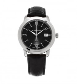 Alexander Men's 'Macedon' Black Dial Black Leather Strap Date Swiss Quartz Heroic Watch