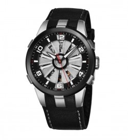 Perrelet Men's A1082/1A 'Turbine Skeleton' Silver Skeleton Dial Black Leather Strap Automatic Watch