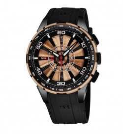 Perrelet Men's A3036/2 'Turbine Chrono' Black Dial Black Rubber Strap Automatic Watch