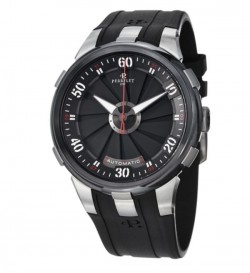 Perrelet Men's A1050/1 'Turbine XL' Black Dial Black Rubber Strap Watch