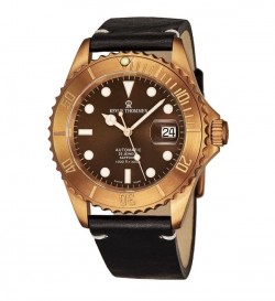 Revue Thommen Men's 17571.2593 'Diver' Brown Dial Black Leather Strap Date Automatic Watch