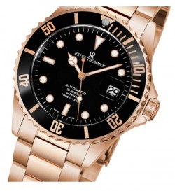 Revue Thommen Men's 17571.2167 'Diver' Black Dial Rose Goldtone Stainless Steel Automatic Swiss Made Watch