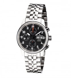 Revue Thommen 16051.6137 'Auto Chrono' Black Dial Stainless Steel Bracelet Swiss Automatic Watch