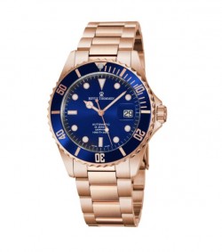 Revue Thommen Men's 17571.2165 'Diver' Blue Dial Rose Goldtone Stainless Steel Automatic Swiss Made Watch