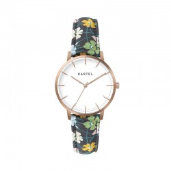 ISLA 34MM FLORAL FABRIC STRAP WATCH
