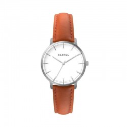 ISLA 34MM ORANGE LEATHER STRAP WATCH