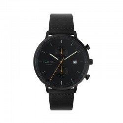 KNOYDART 43MM BLACK LEATHER STRAP WATCH
