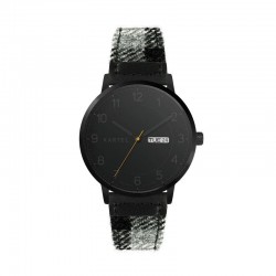 MORRIS 40MM GREY TARTAN LEATHER STRAP WATCH