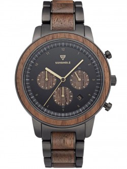 Chronograph Men's Wooden Watch Maximilian Walnut/Black