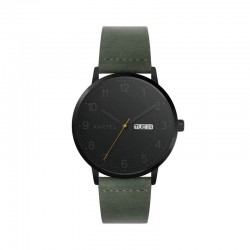 MORRIS 40MM GREEN LEATHER STRAP WATCH