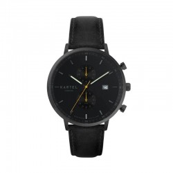 KNOYDART 43MM BLACK LEATHER STRAP WATCH