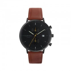 KNOYDART 43MM MAROON LEATHER STRAP WATCH