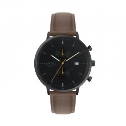 KNOYDART 43MM BROWN LEATHER STRAP WATCH