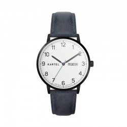 MORRIS 40MM BLUE LEATHER STRAP WATCH