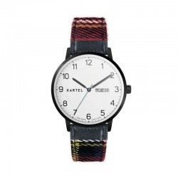 MORRIS 40MM RED TARTAN STRAP WATCH