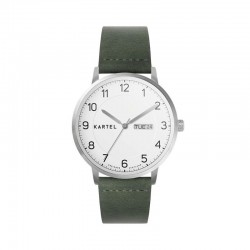 MORRIS 40MM GREEN LEATHER STRAP WATCH