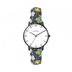ISLA 34MM FLORAL FABRIC STRAP WATCH