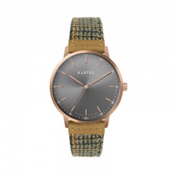 HUME 40MM BROWN FABRIC STRAP WATCH