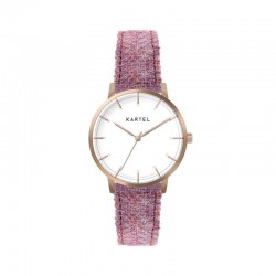 ISLA 34MM PINK TWEED LEATHER STRAP WATCH