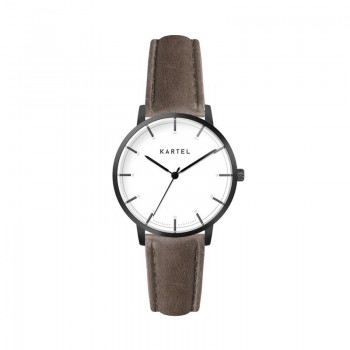 ISLA 34MM BROWN LEATHER STRAP WATCH
