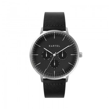 CUILLIN 43MM BLACK LEATHER STRAP WATCH