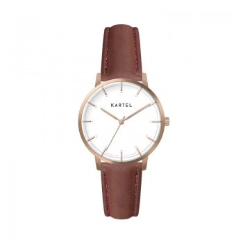 ISLA 34MM MAROON LEATHER STRAP WATCH