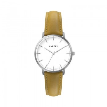 ISLA 34MM YELLOW LEATHER STRAP WATCH