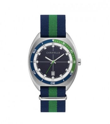 Caravelle by Bulova Mens 43B169 NATO Navy and Green Nylon Strap Watch