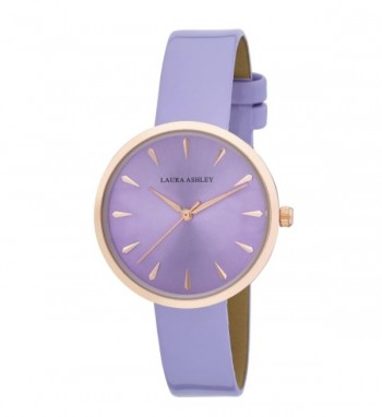 Laura Ashley Womens Rosegold Round Case With Purple Strap Watch