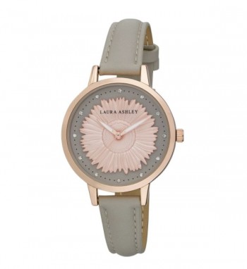 Laura Ashley Womens Rosegold Round "Sunflower" Dial Strap Watch