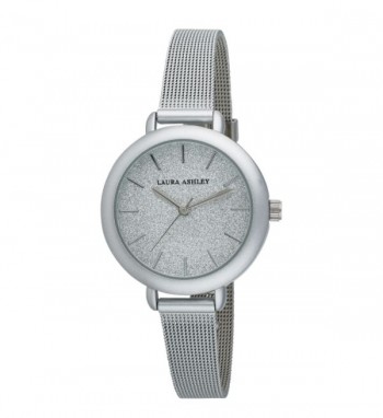 Laura Ashley Womens LA31069SS Glitz Sparkle Dial Spray Silver Mesh Band Watch
