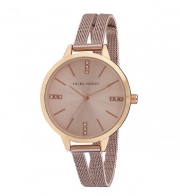 Laura Ashley Pink Split Mesh Band Sunray Dial Watch
