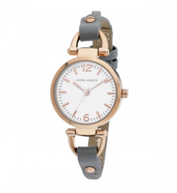 Laura Ashley Rosegold Ladies White Dial Analog Display Twisted Band Round Watch