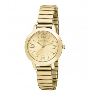 Laura Ashley Gold Women's Round Expandable Stainless Steel Bracelet Watch