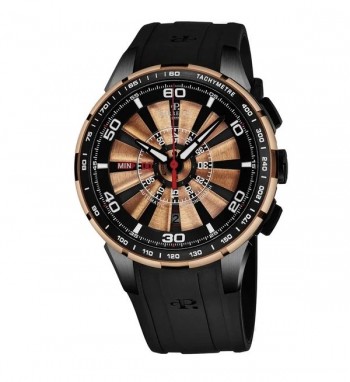 Perrelet Men's A3036/2 'Turbine Chrono' Black Dial Black Rubber Strap Automatic Watch