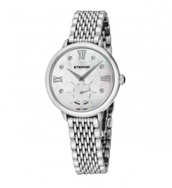 Eterna Women's 2801.41.66.1743 'Eternity' Mother of Pearl Diamond Dial Stainless Steel Small Seconds Quartz Watch