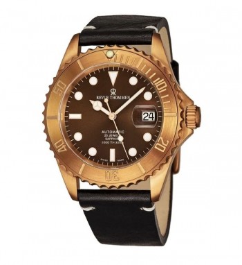 Revue Thommen Men's 17571.2593 'Diver' Brown Dial Black Leather Strap Date Automatic Watch