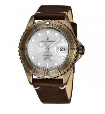 Revue Thommen 17571.2588 'Diver' Silver Dial Brown Leather Strap Gunmetal Automatic Watch