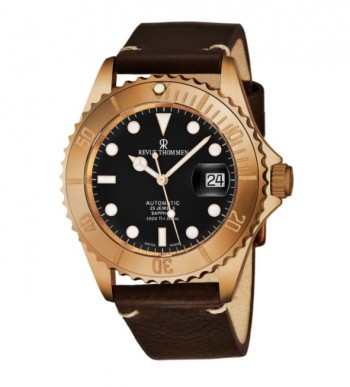 Revue Thommen Men's 17571.2599 'Diver' Black Dial Brown Leather Strap Bronze/Steel Automatic Watch