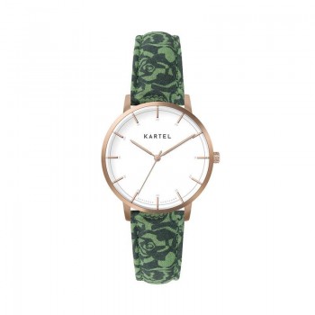 ISLA 34MM GREEN FABRIC STRAP WATCH